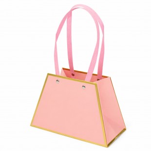 Pungă tip poșetă roz somon cu bordură aurie set 10 bucăți